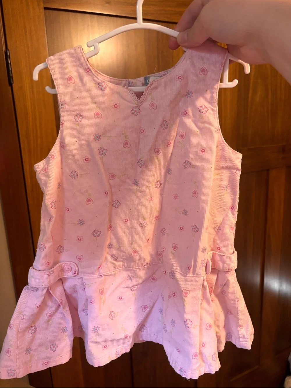 Vintage Carter’s Pink Corduroy Floral Heart Jumper Dress | 18M